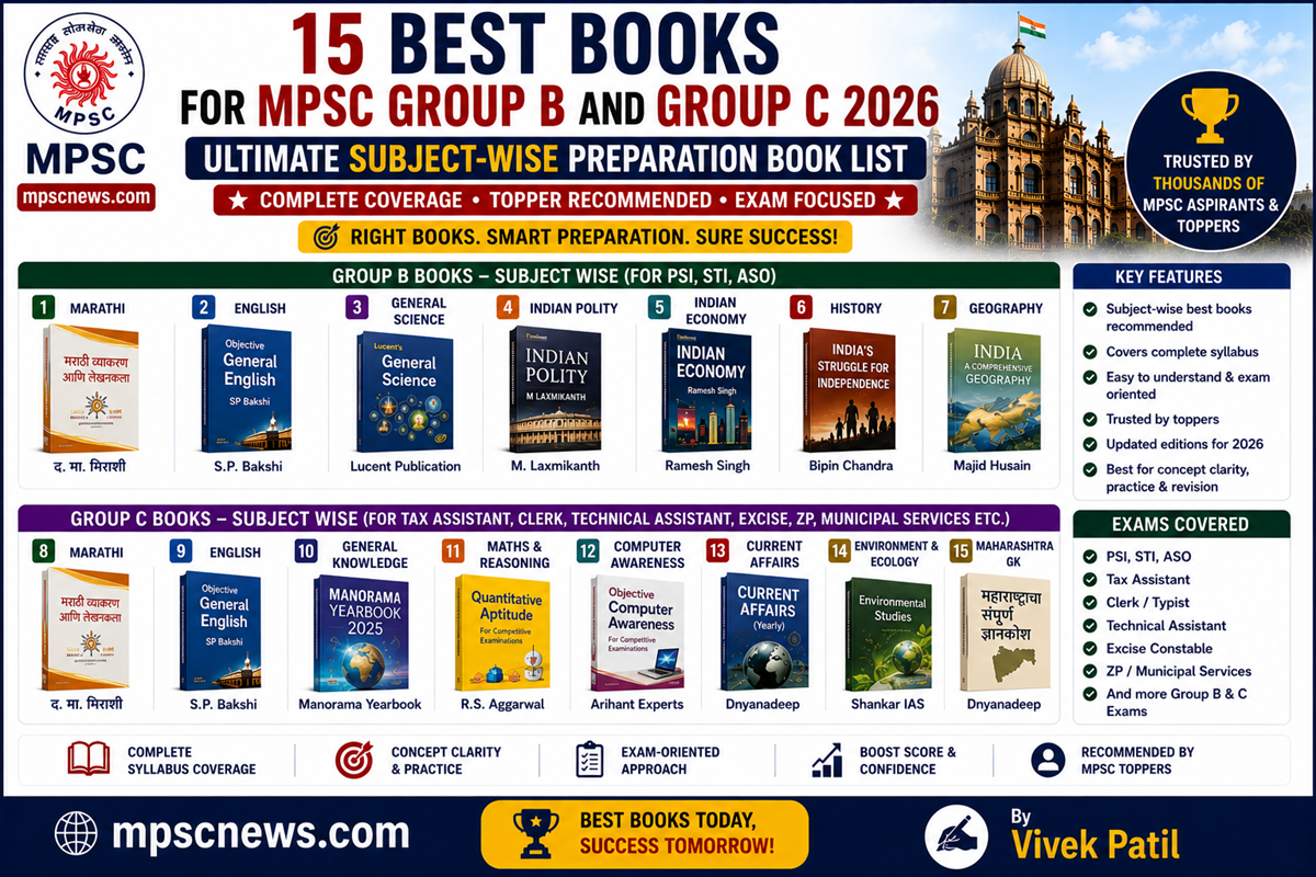 Best Books for MPSC Group B and Group C subject wise preparation guide