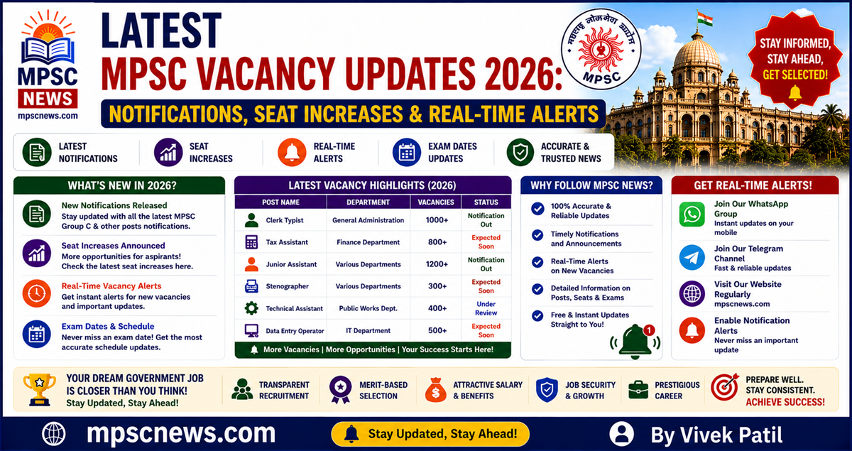 Latest MPSC Vacancy Updates 2026 recruitment news and seat increases