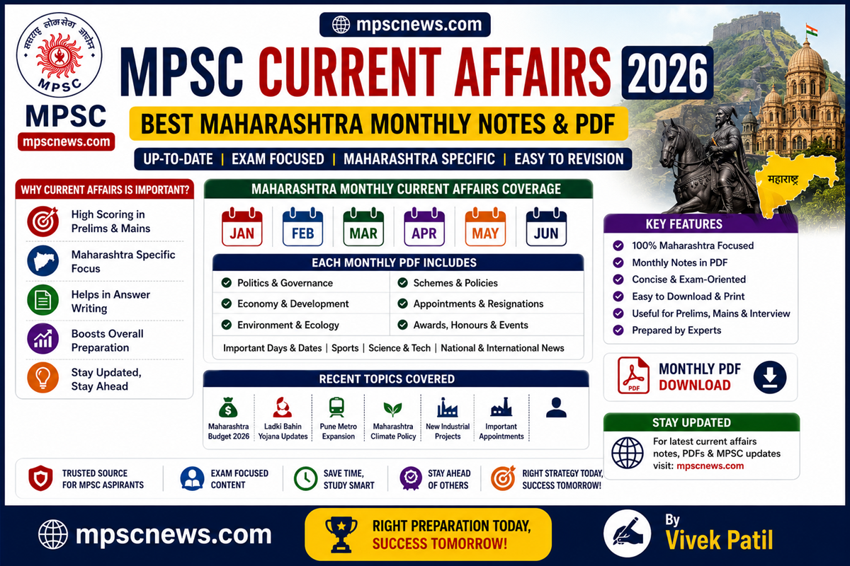 MPSC Current Affairs 2026 Maharashtra monthly current affairs PDF