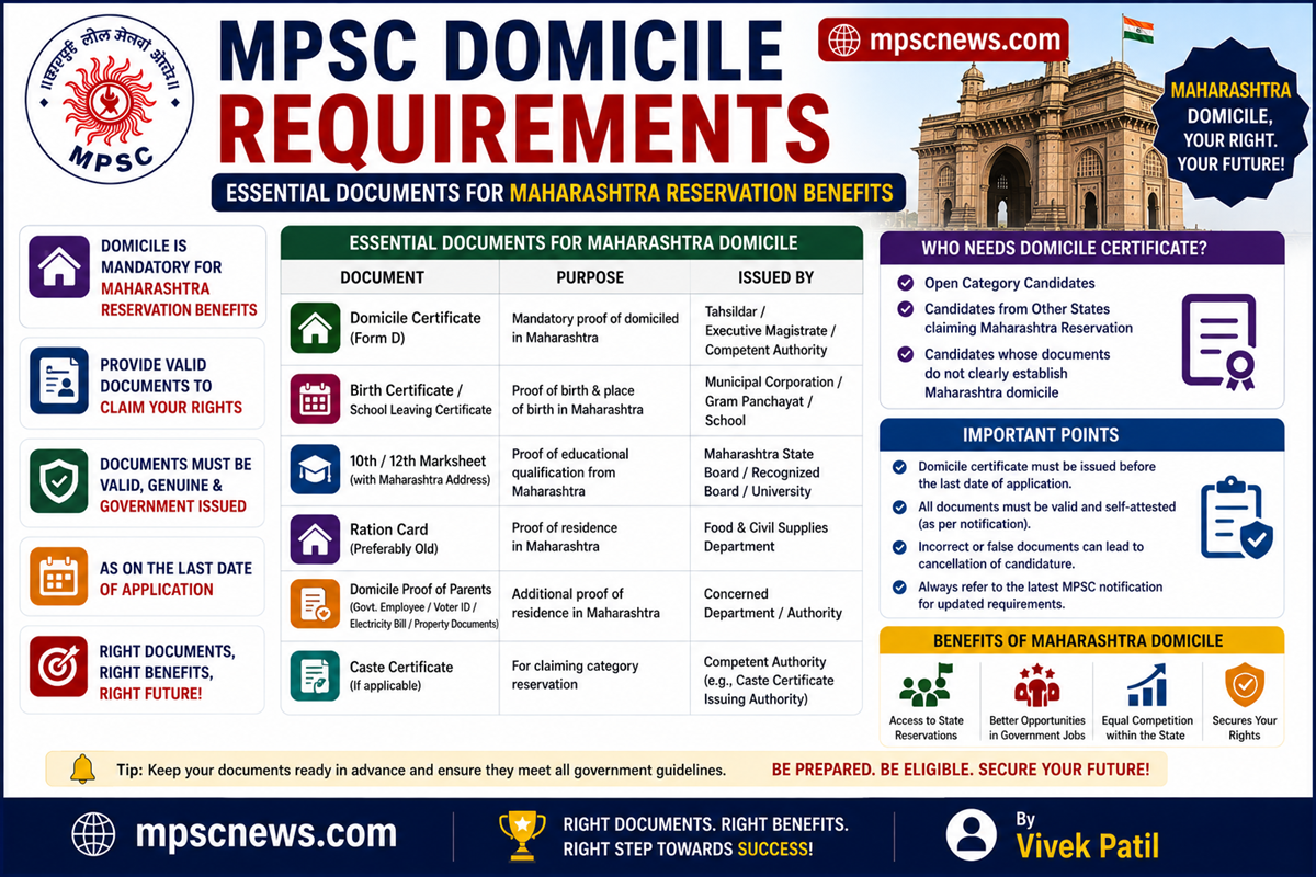 MPSC domicile requirements Maharashtra domicile certificate and reservation benefits