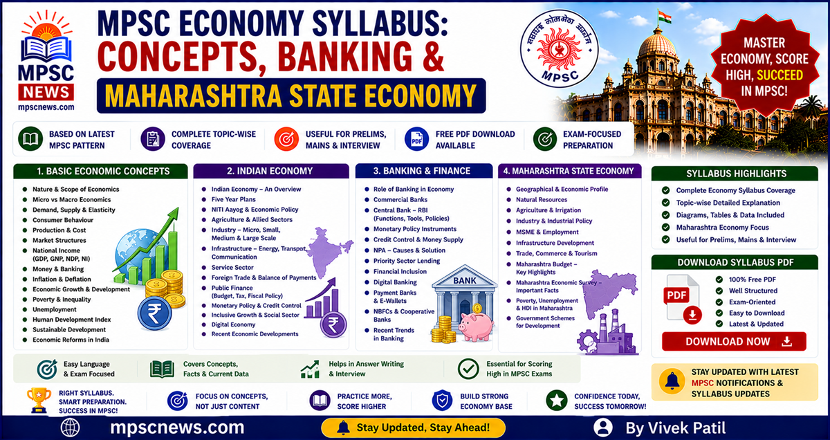 MPSC Economy Syllabus Indian Economy banking and Maharashtra economy topics