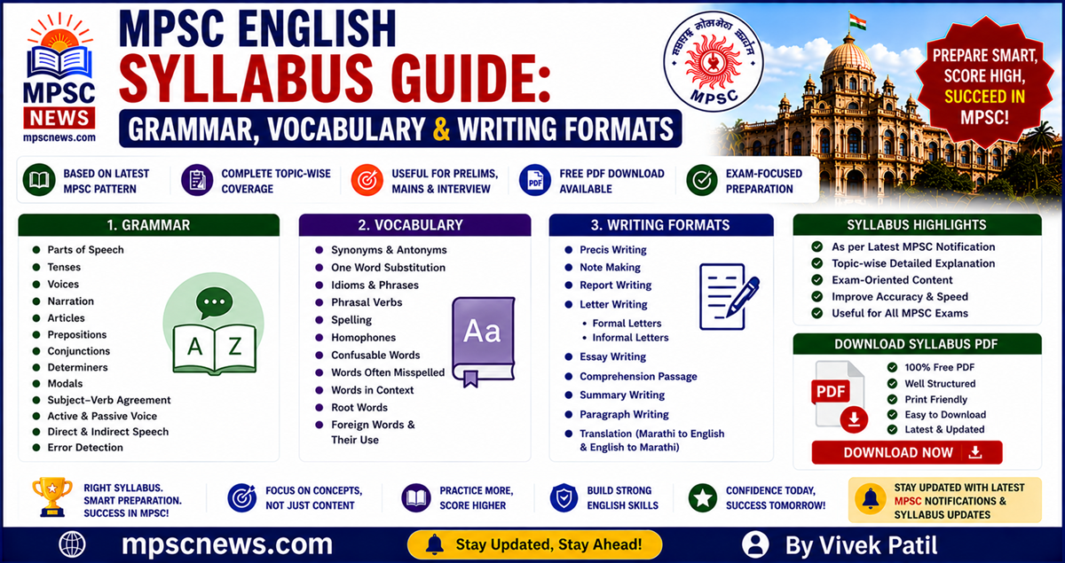 MPSC English Syllabus grammar vocabulary and writing formats