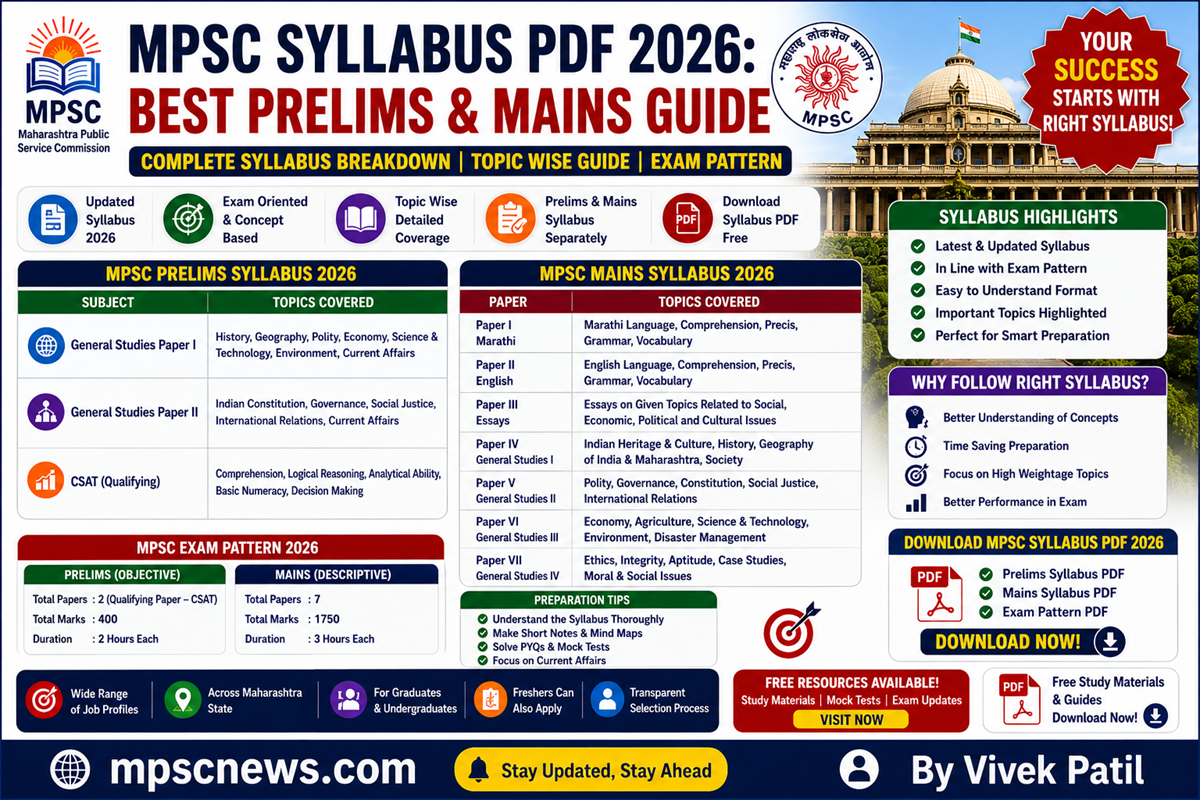 MPSC Syllabus PDF 2026 Prelims and Mains download